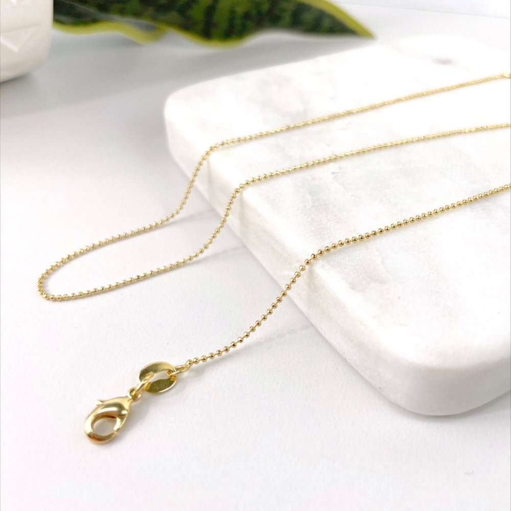 18K Gold Filled Bead Ball Link Chain